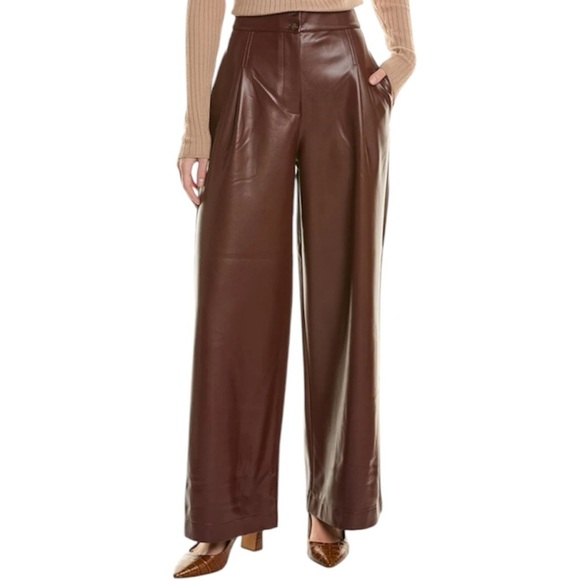 French Connection Pants - NWT French Connection Crolenda Women’s Faux Leather Trouser Bitter Chocolate